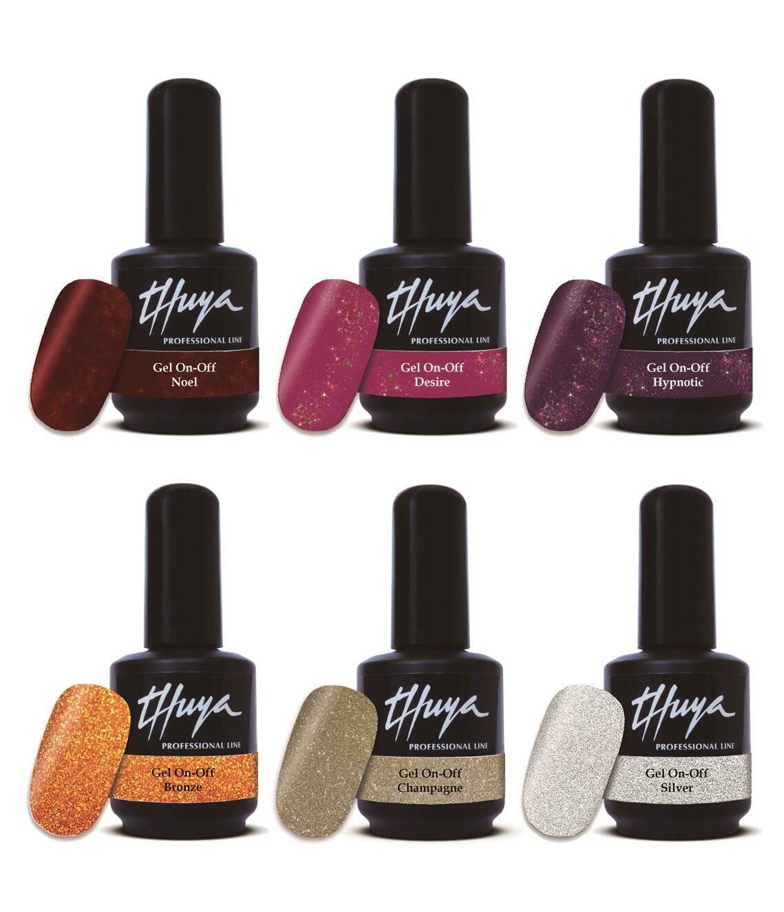 Gel On Off  Thuya Collezione - 021 Shades of Party Glitter, Colore: Cofanetto (6pz)