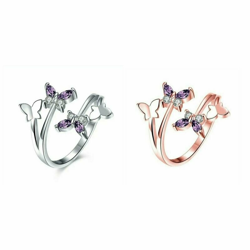 Wunderschöner Schmetterlings Ring mit Kristallen Silber/Rosegold Wunderschöner Schmetterlings Ring mit Kristallen Silber/Rosegold