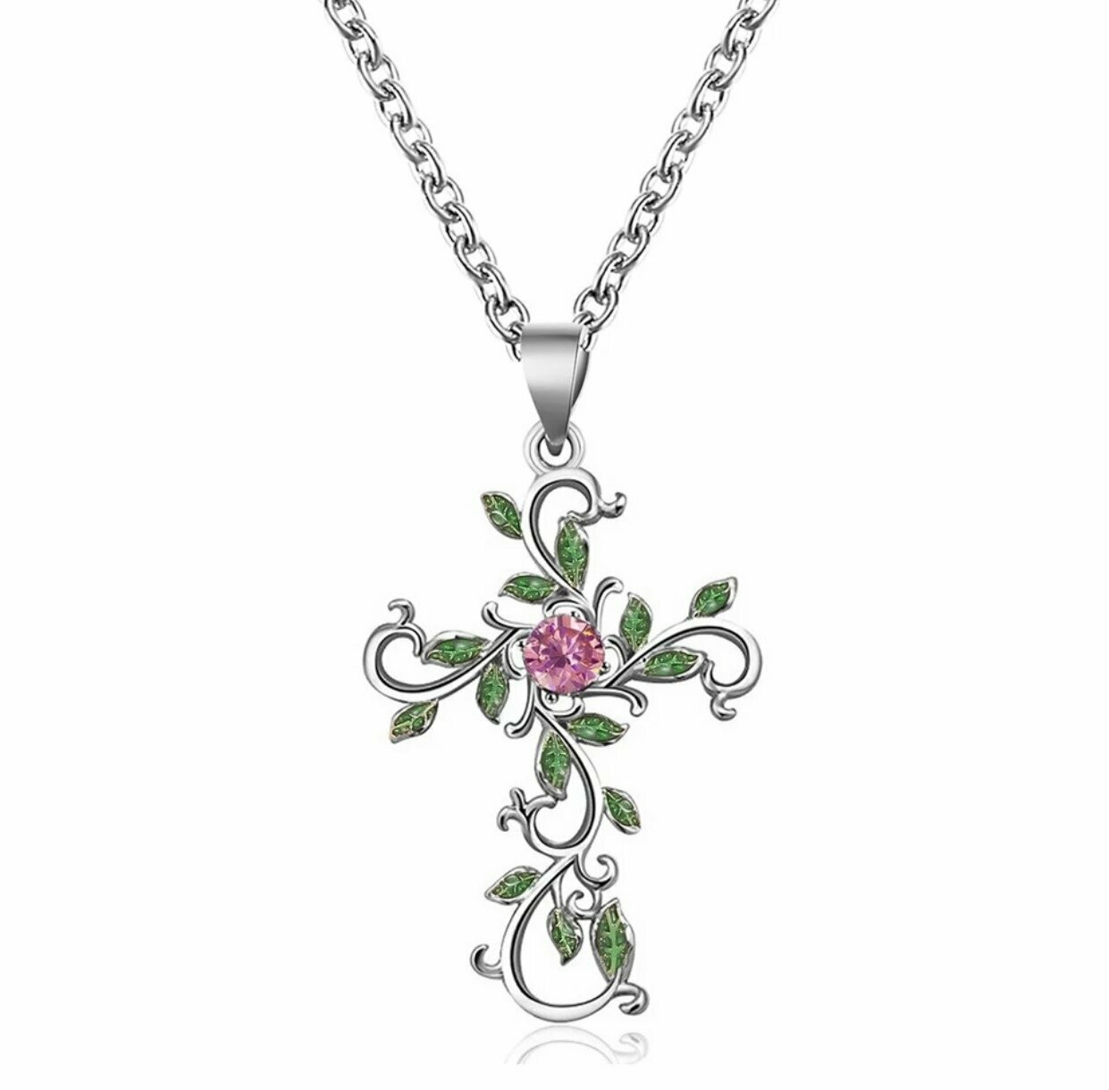 Wunderschöner Kreuz Anhänger + gratis Kette, Farbe: Silber