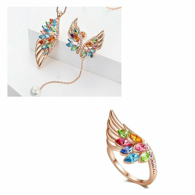 Wunderschönes XXL Phönix Schmuck 925S/18K vergoldet Kette, Ohrringe, Ring Wunderschönes XXL Phönix Schmuck 925S/18K vergoldet Kette, Ohrringe, Ring