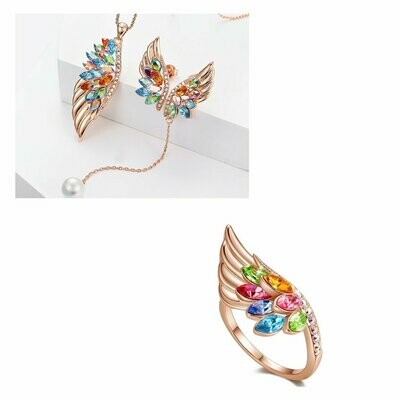 Wunderschönes XXL Phönix Schmuck 925S/18K vergoldet Kette, Ohrringe, Ring Wunderschönes XXL Phönix Schmuck 925S/18K vergoldet Kette, Ohrringe, Ring