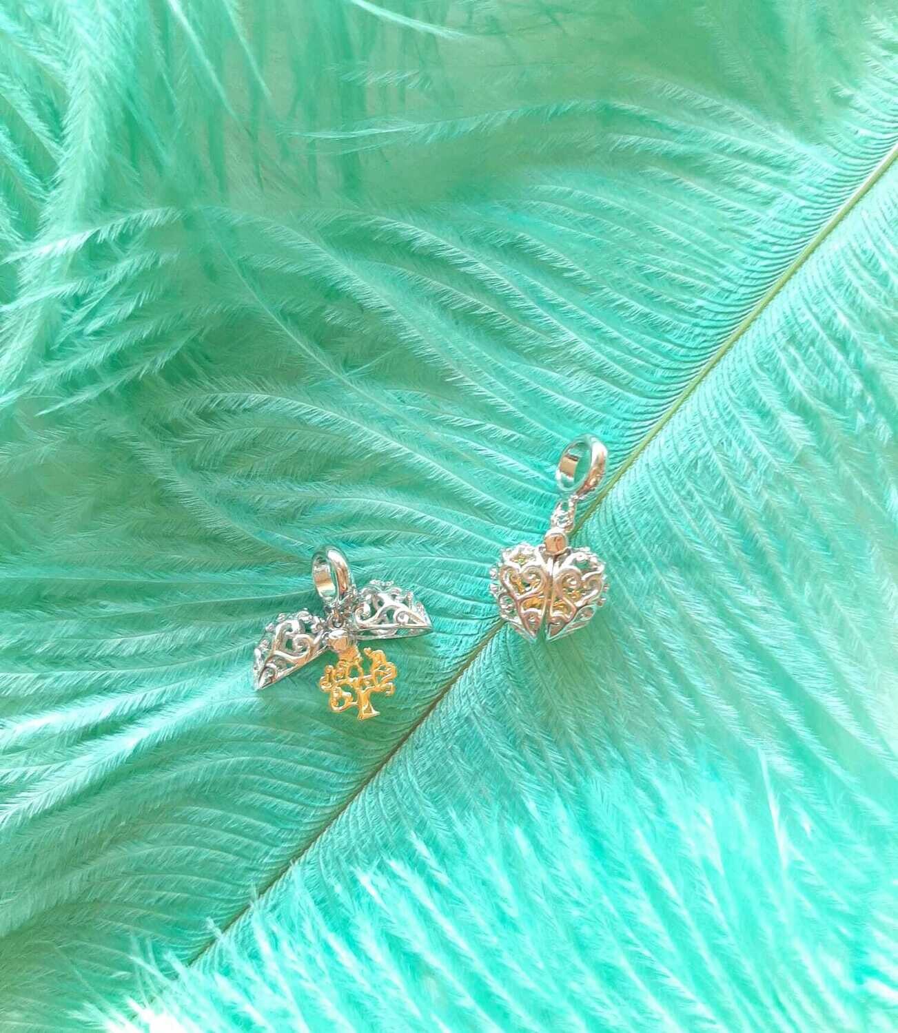 Wunderschöner Herz  Anhänger 925S/14K Baum