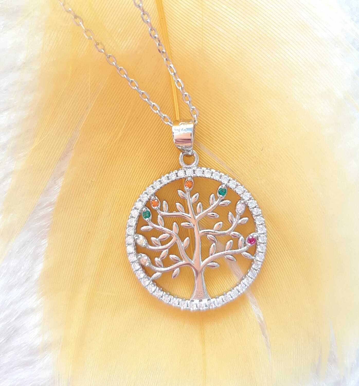 Sehr schöne Baum des Lebens Anhänger + Kette 925S