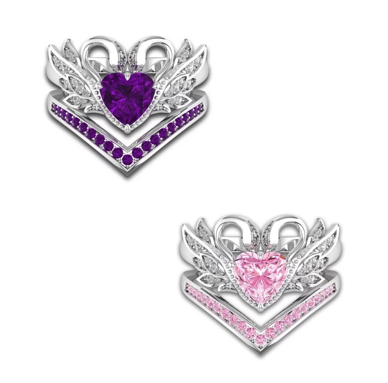 Schwanen Herz - Ring Gr.6+8
