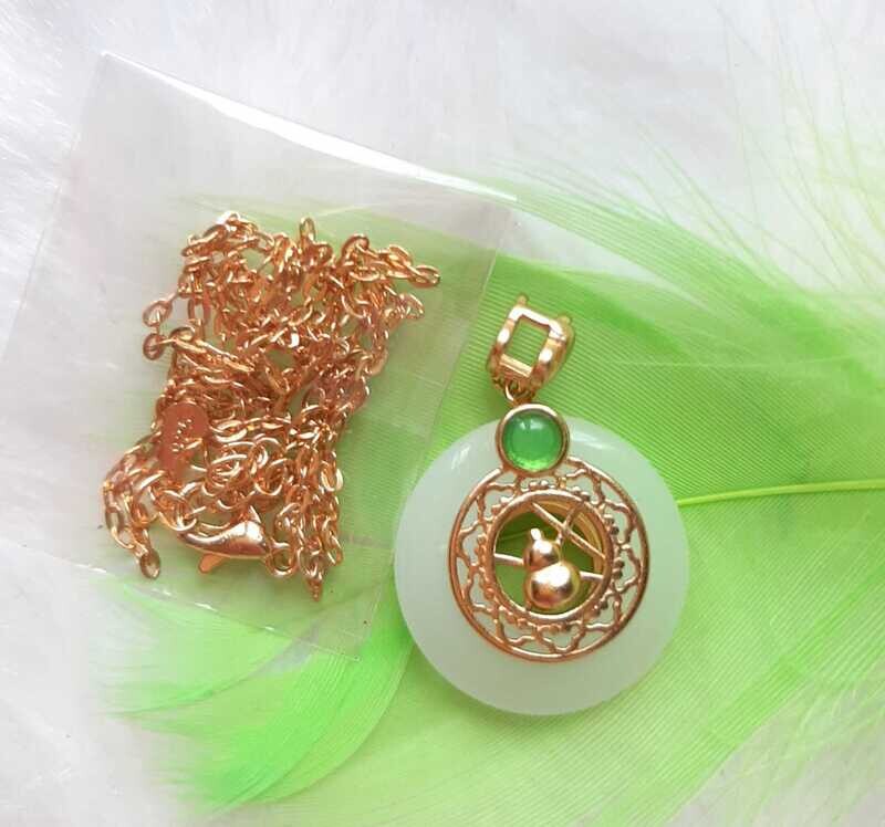 Hetian Jade Weiß 'Kürbis' - Anhänger 925S + gratis Kette Hetian Jade Weiß 'Kürbis' - Anhänger 925S + gratis Kette