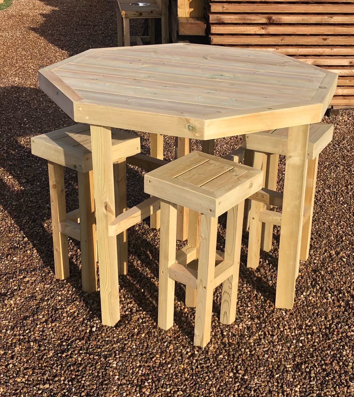 Timber Table And Stool Set