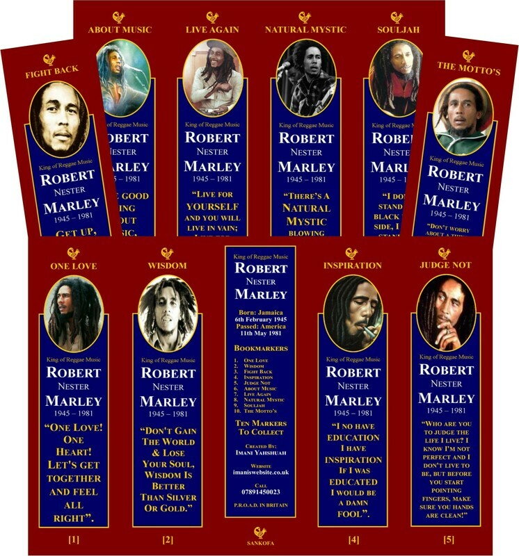 Bob Marley Book Markers (Set of 10)