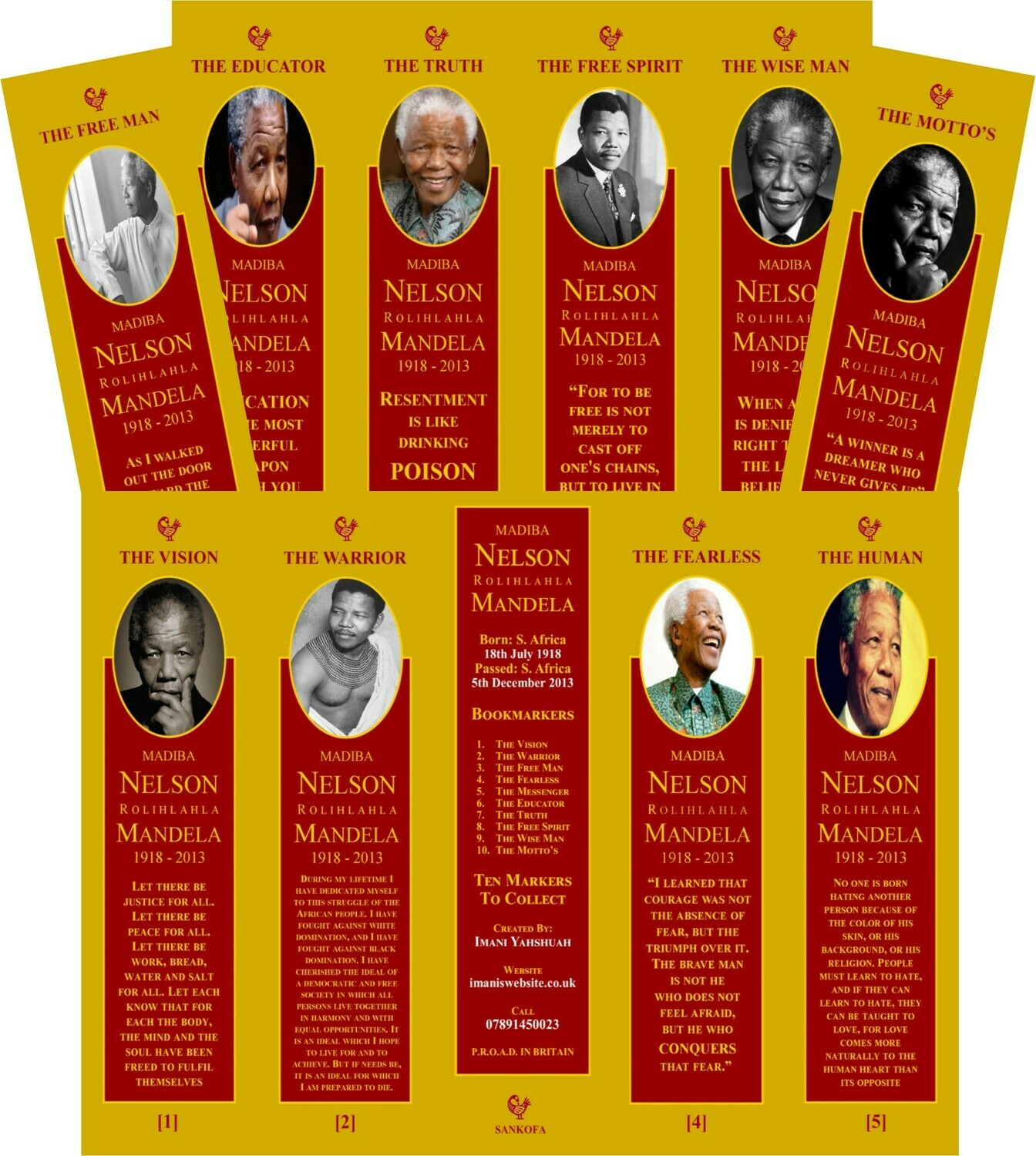 Nelson Mandela Book Markers (Set of 10)