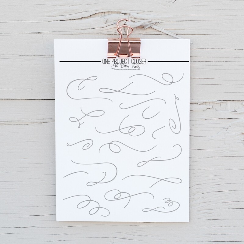 Lettering Practice Sheet- Swashes