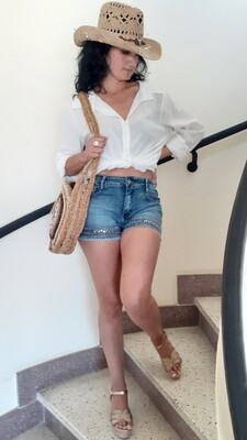 Short jean strass
