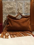 Sac cuir franges camel