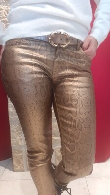Pantalon huilé doré