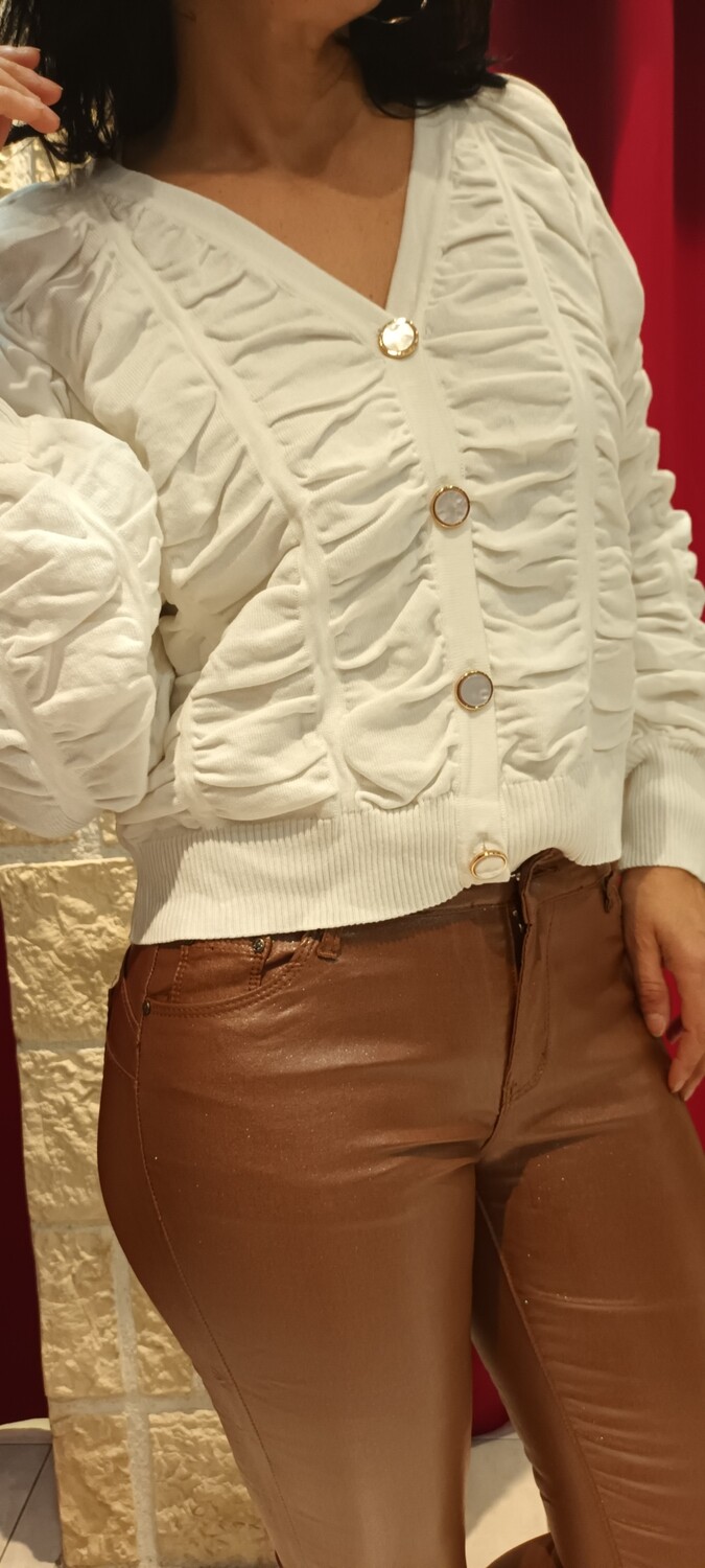 Gilet Fantaisie à relief blanc