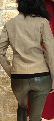 Veste simili cuir Nicole beige