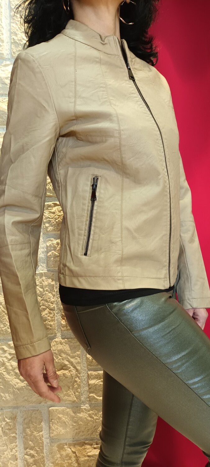 Veste simili cuir Nicole beige 