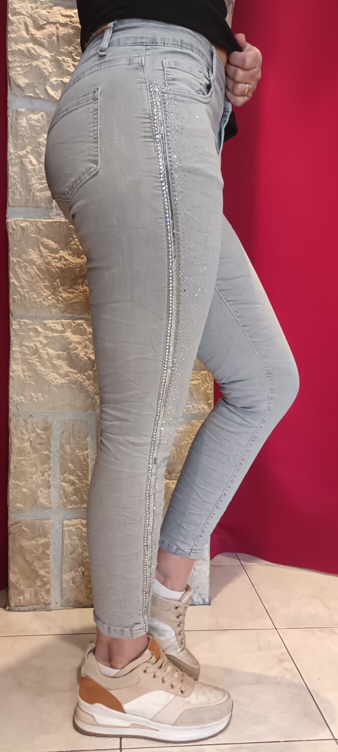 Jean Lara bande strass gris