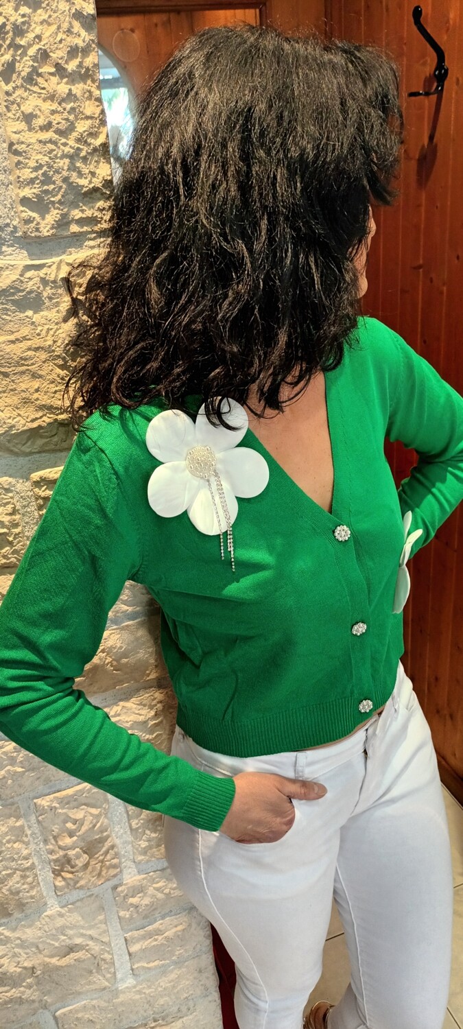 Gilet Fleuri vert