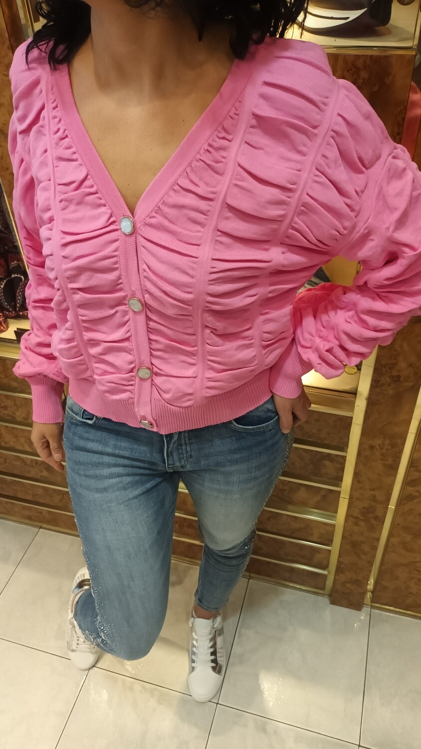 Gilet Fantaisie à relief rose