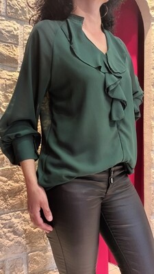 Blouse à volants verte