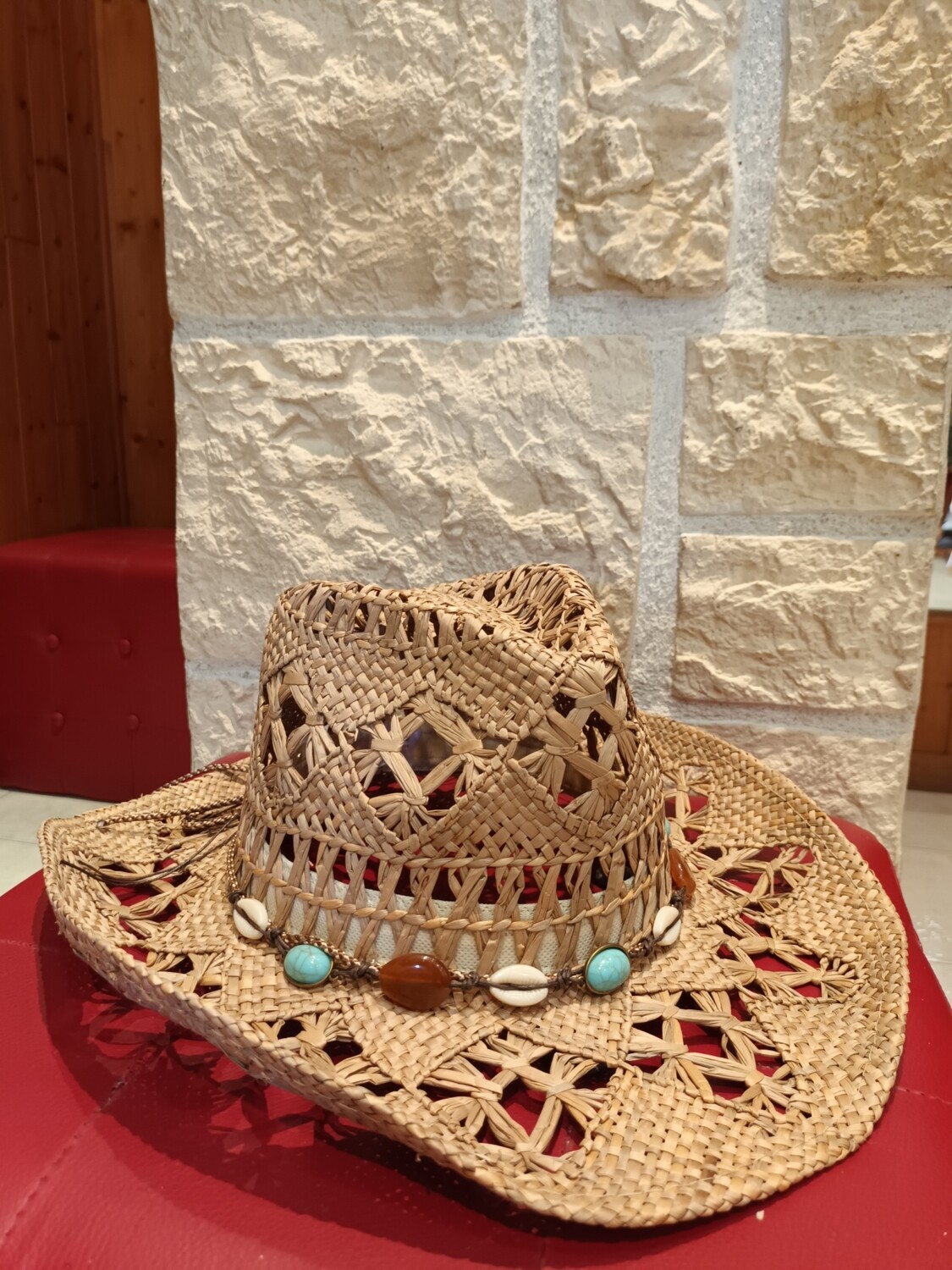 Chapeau cow-boy coquillages 
