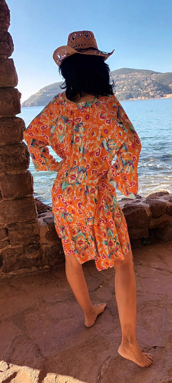 Robe courte orange Carole