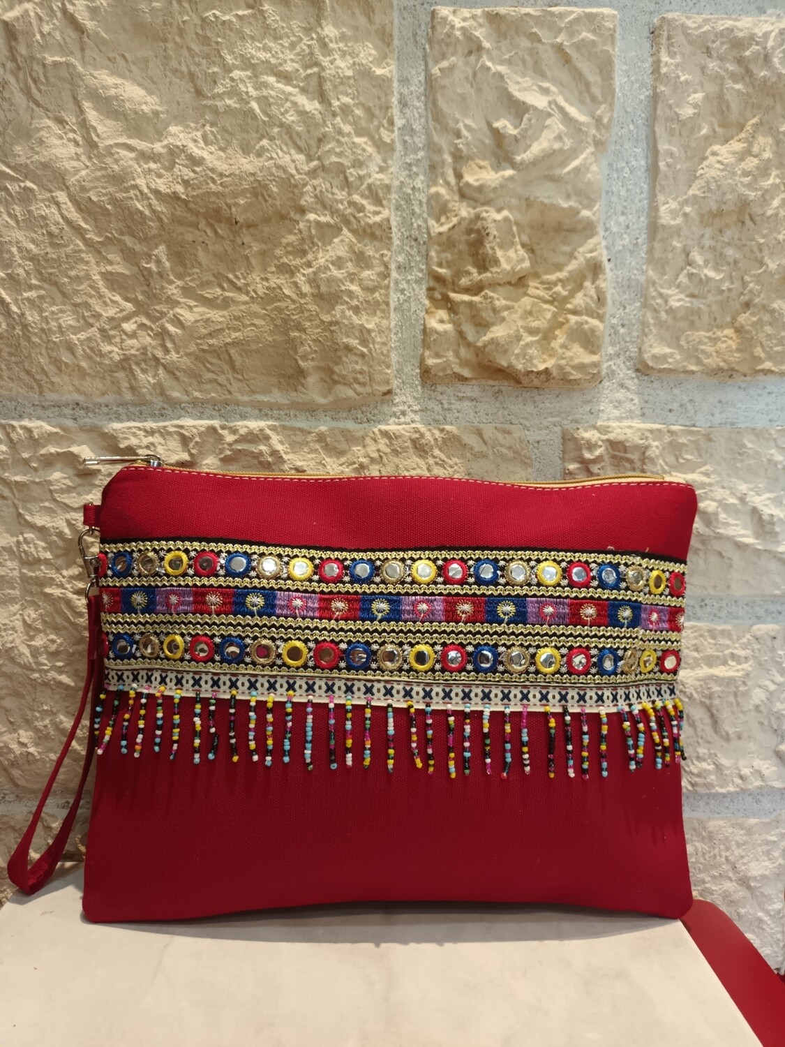 Pochette indienne rouge 