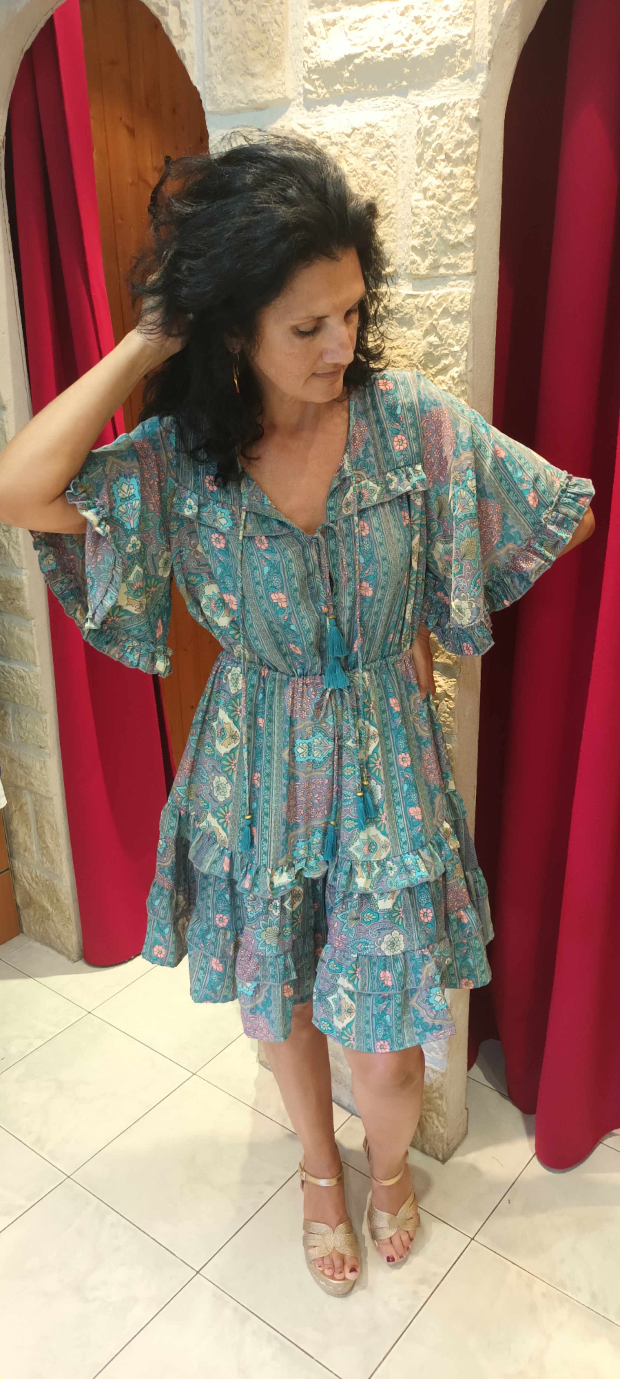 Robe courte Liza imprimé fleurs