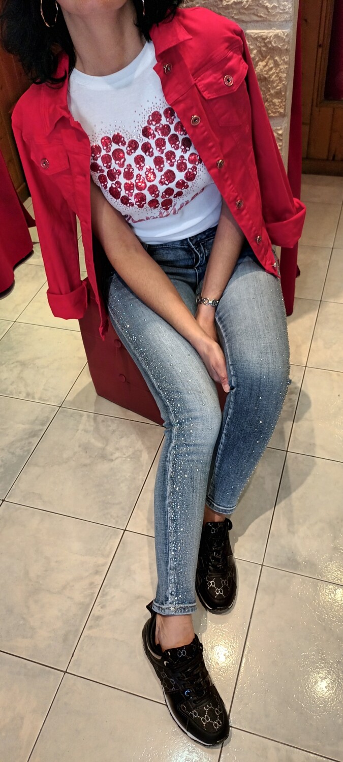 Veste jean rouge