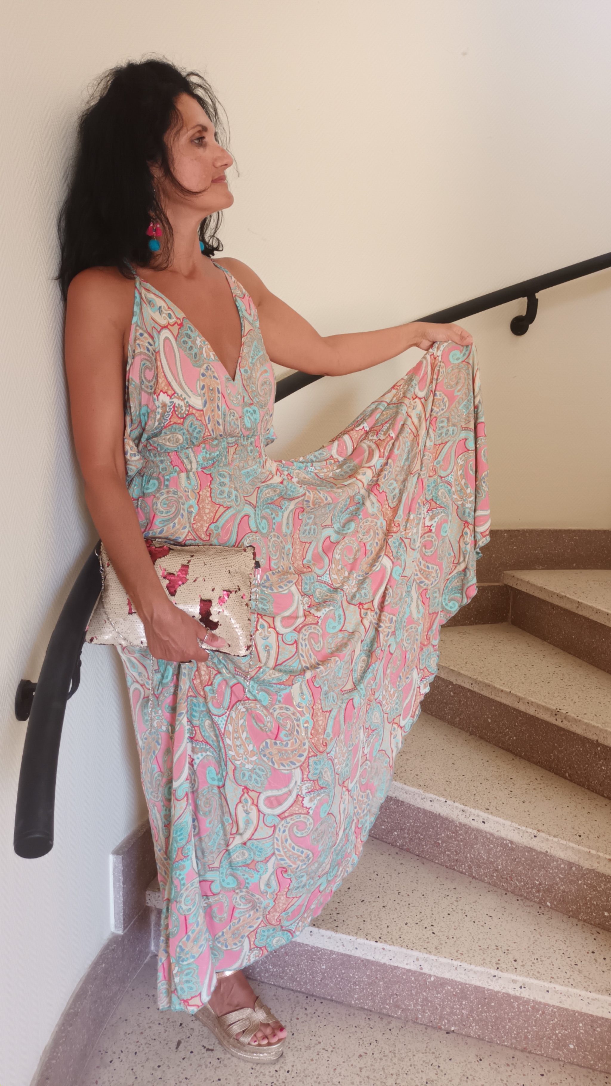 Robe longue Lolita rose