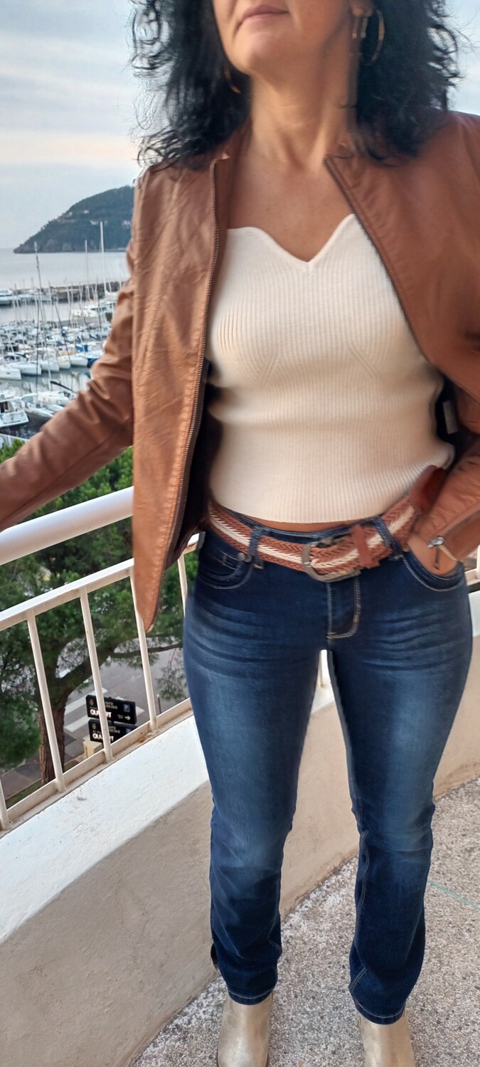 Veste simili cuir Nicole camel 