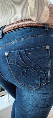 Jean droit bleu foncé 