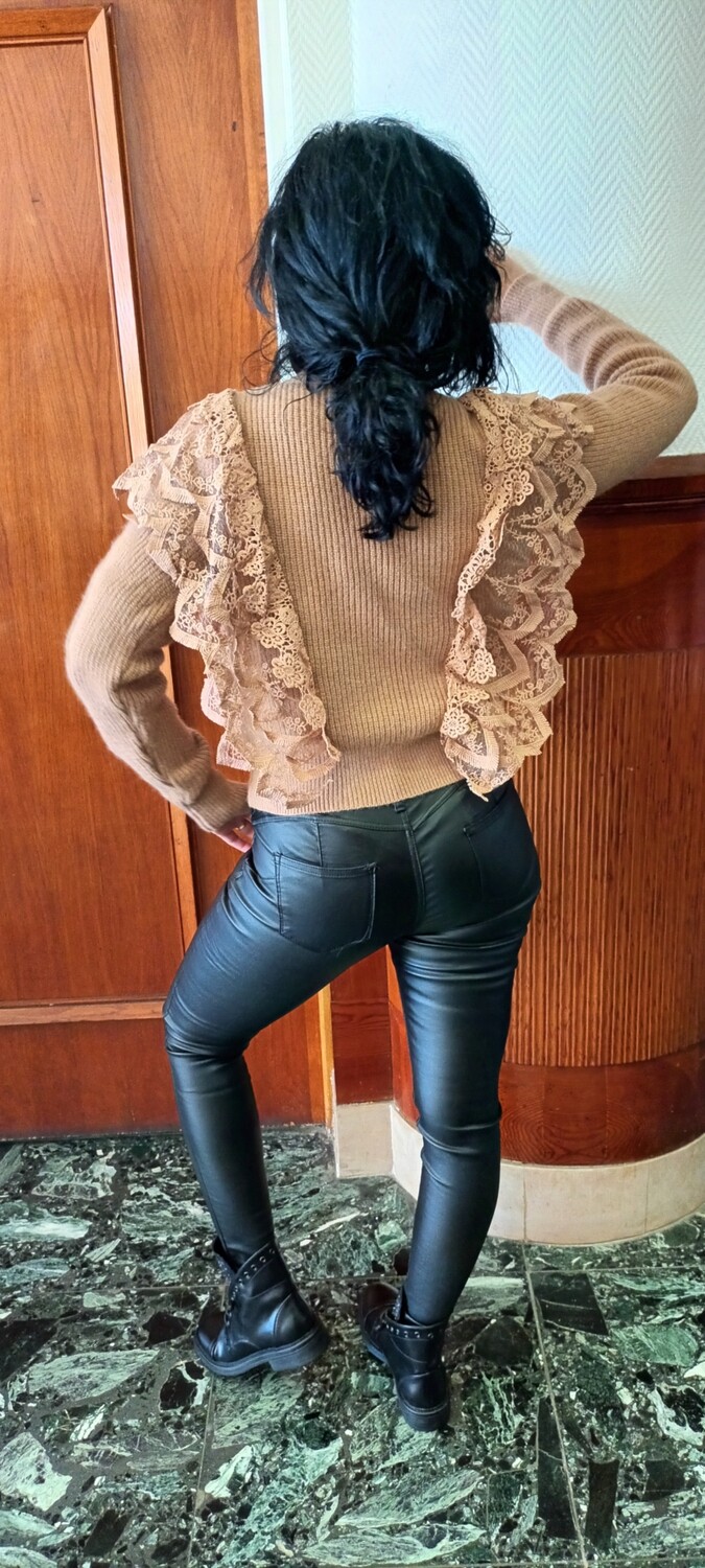 Pull Angel dentelle camel