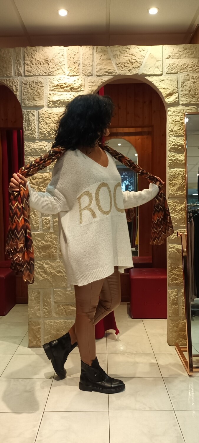 Pull Rock oversize blanc