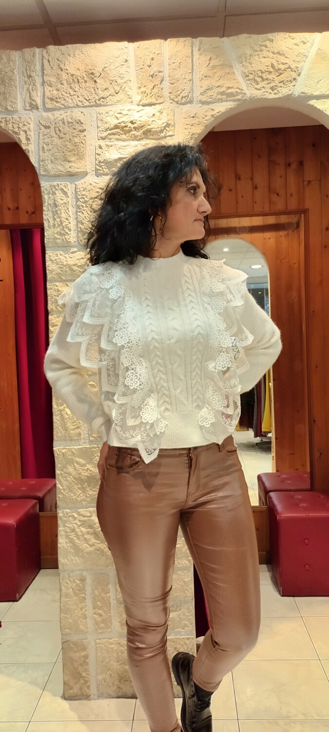 Pull Angel dentelle blanc