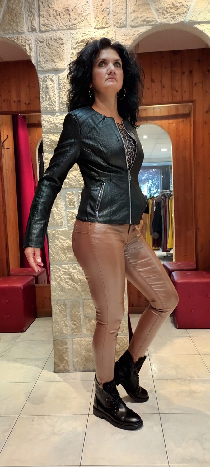 Veste bi-matière noir imprimée 