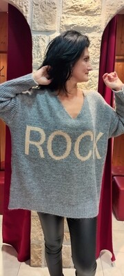 Pull Rock oversize gris 