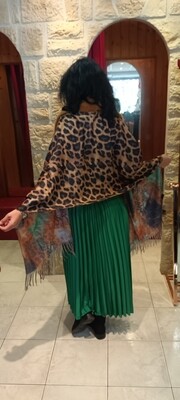 Étole réversible col fourrure camel