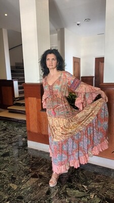 Robe longue Floral corail multicolore Robe longue Floral corail multicolore