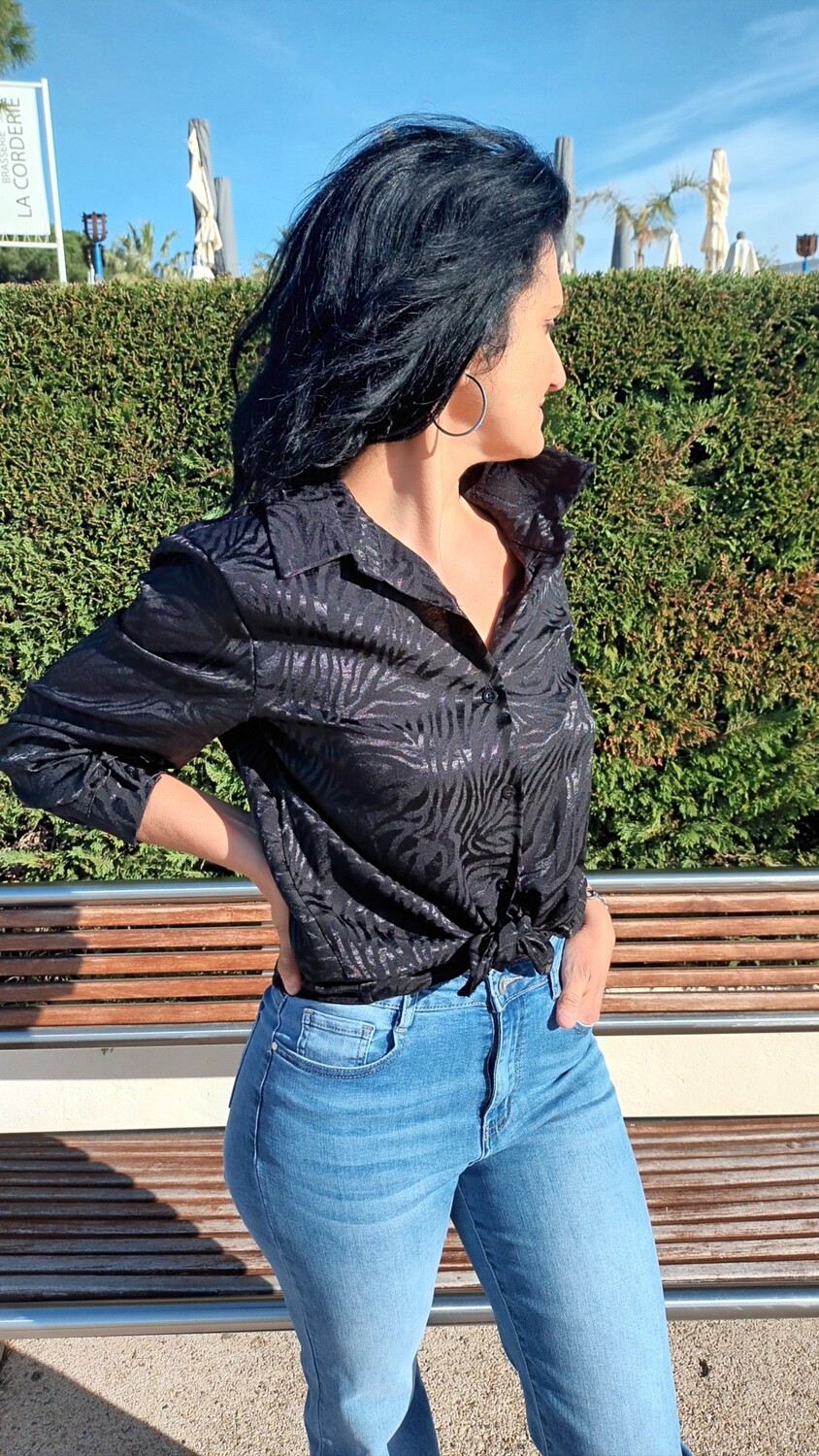 Chemisier jacquard noir