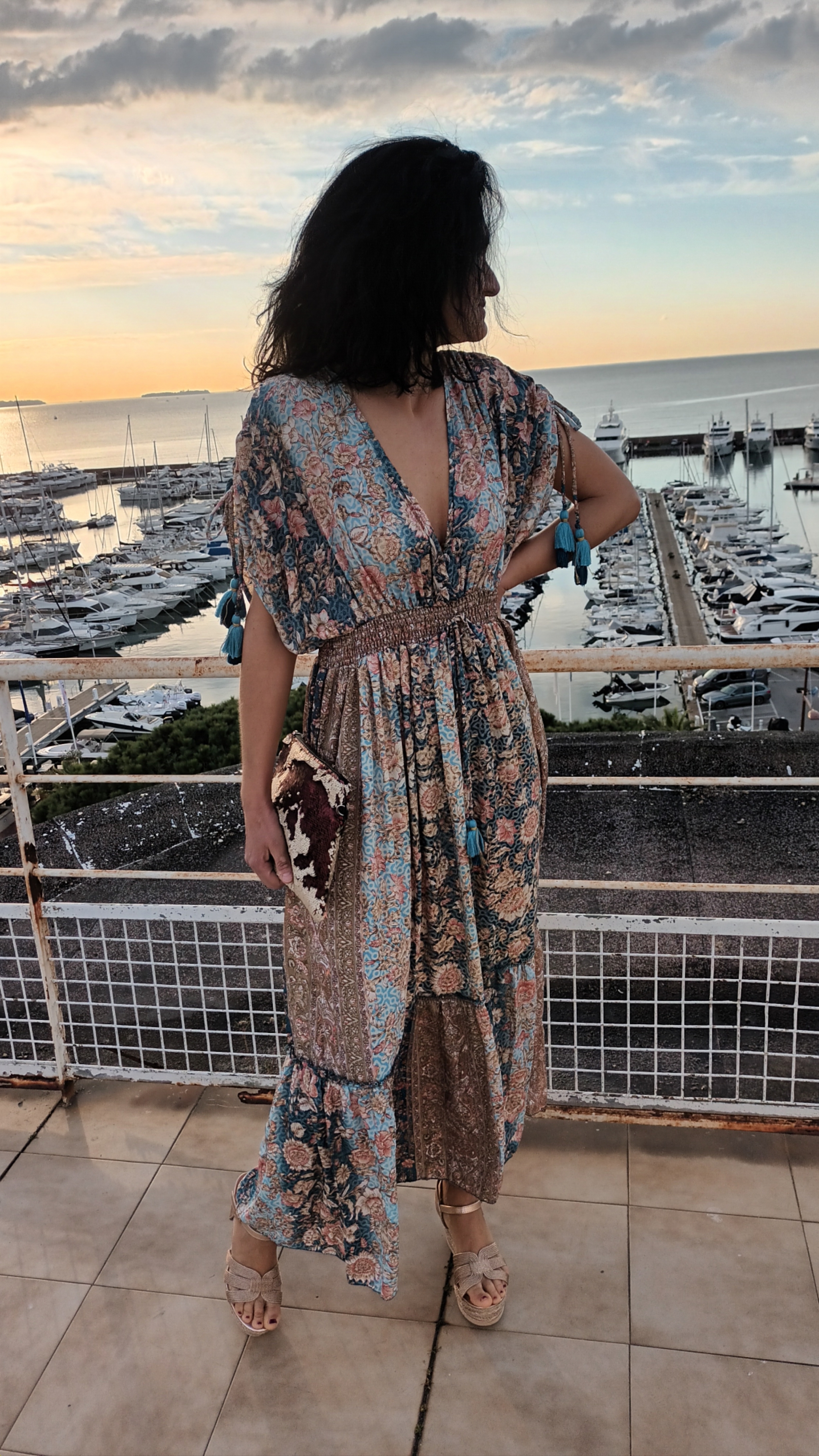 Robe longue Ambre bleu