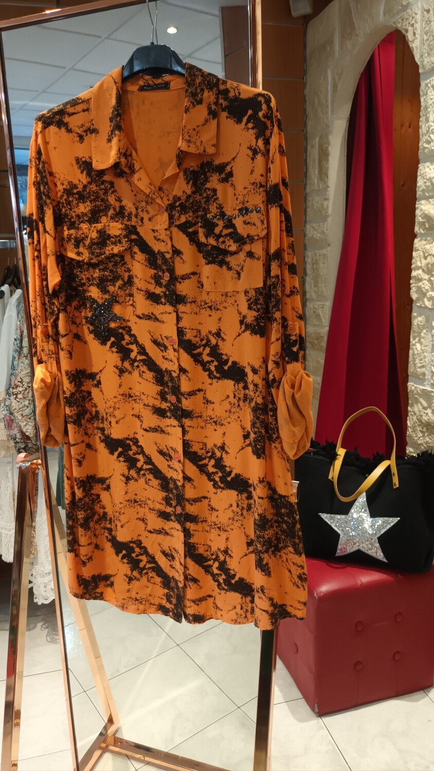 Chemisier long Army orange