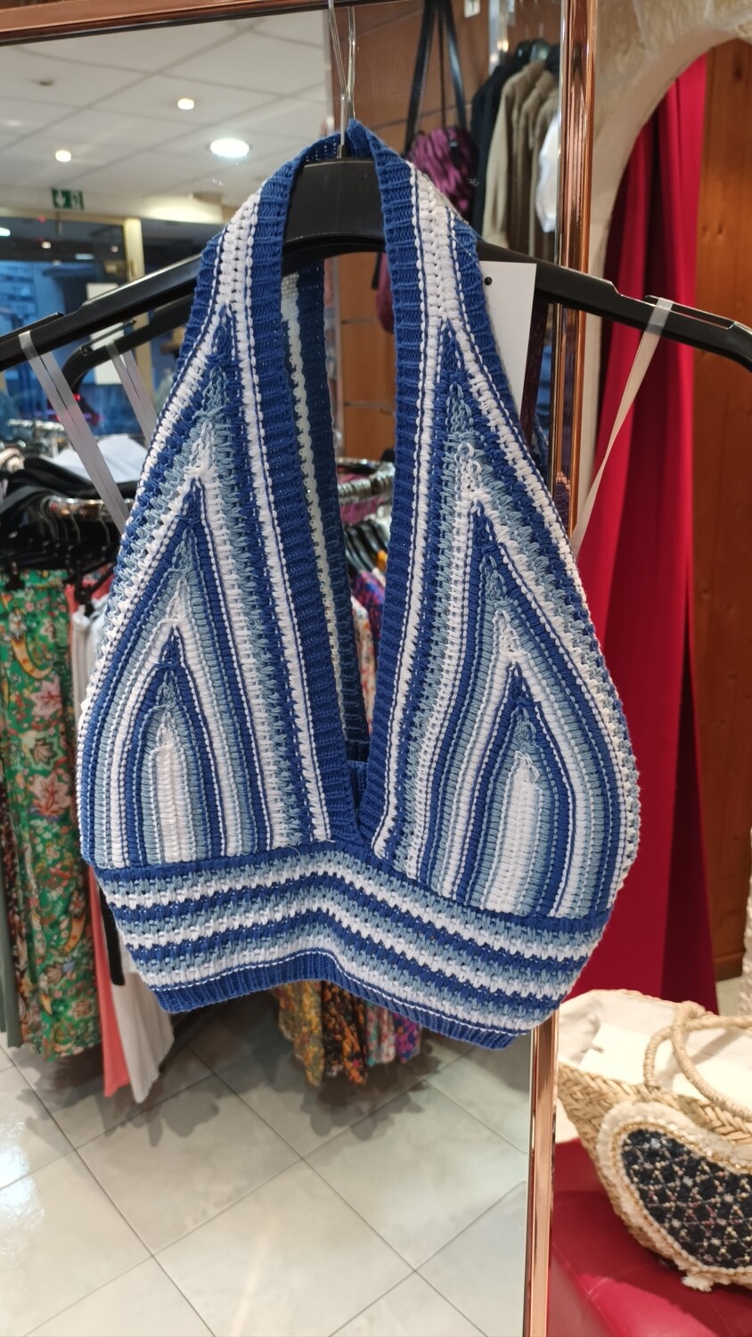 Crop top en tricot stretch bleu royal 