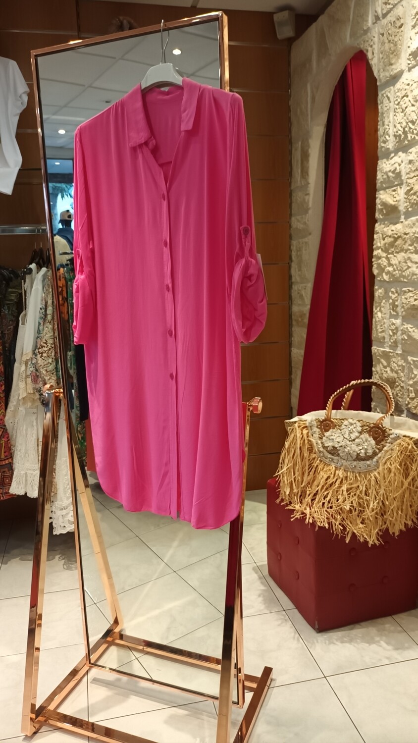 Chemisier long fuchsia 