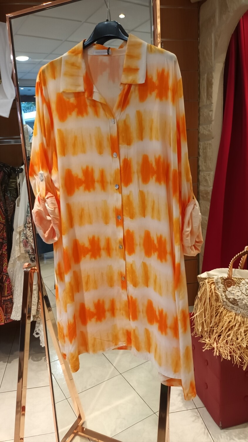 Chemisier long Tie and Dye orange 
