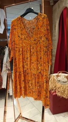Robe imprimé fleurs orange 