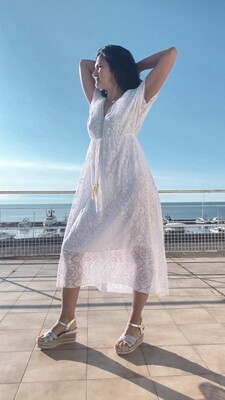 Robe dentelle longue blanc