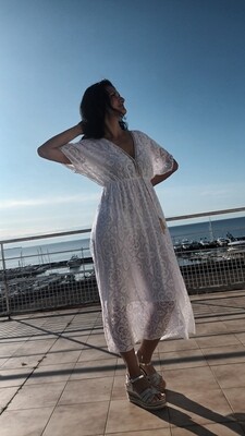 Robe dentelle longue blanc