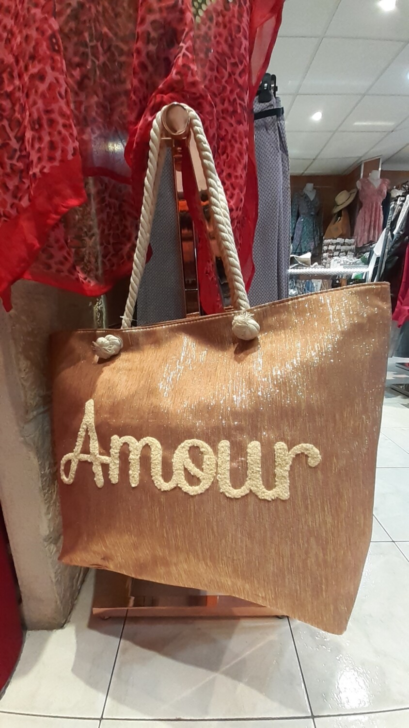 Sac plage Amour bronze 