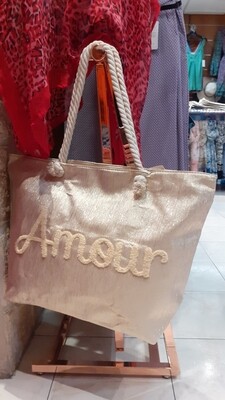 Sac plage Amour champagne 