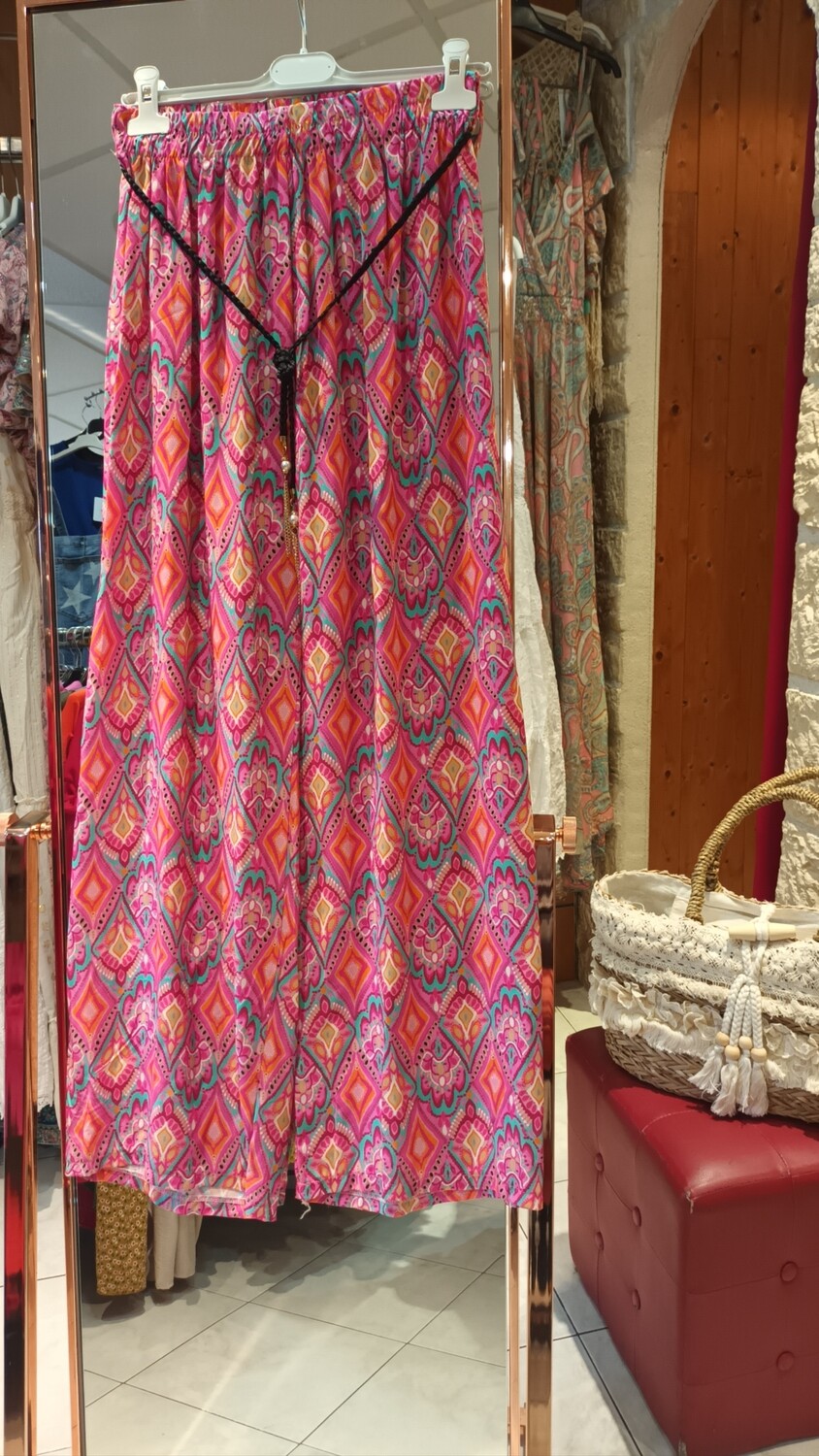 Pantalon fluide imprimé rose